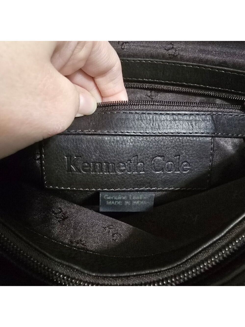 Kenneth Cole Black Genuine Leather Saddlebag Crossbody Purse - Picture 14 of 15